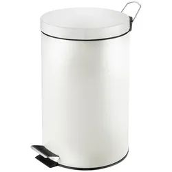 PROREGAL Runder Tretabfallsammler mit herausnehmbaren Kunststoff-Inneneimer | 12 Liter, HxBxT 40x29,5x25,5cm | Weiß