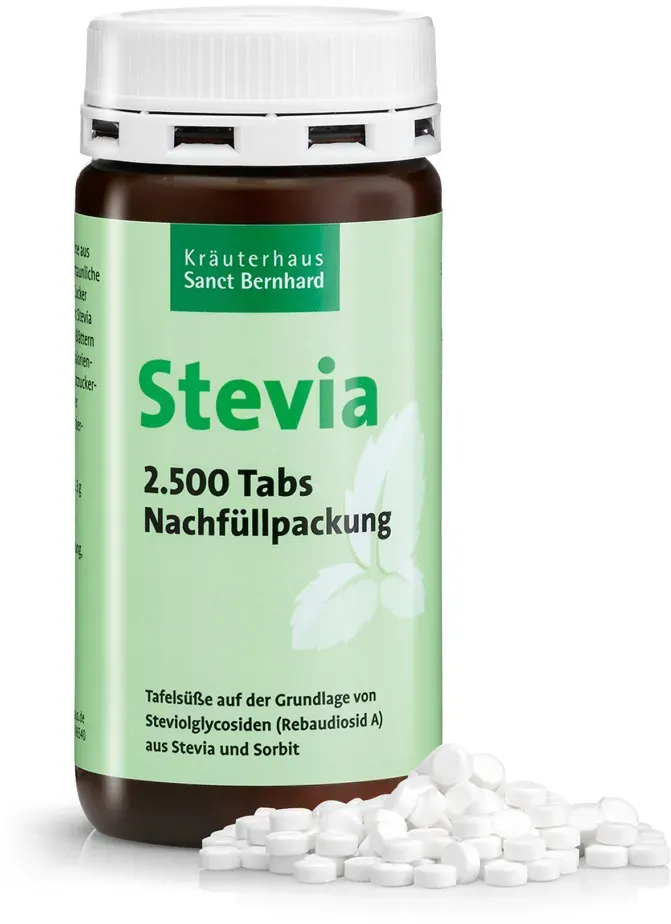Stevia-Tabs mit Rebaudiosid A Nachfüllpackung 2500 Tabs - 173 g
