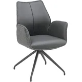 Livetastic Armlehnstuhl, Grau, Schwarz, Metall, Textil, Drehkreuz, 61x82.5x61 cm, Sitzfläche 360° drehbar, Esszimmer, Stühle, Esszimmerstühle, Armlehnenstühle