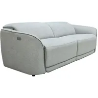 Vente-unique - Relaxsofa elektrisch 3-Sitzer - melierter Stoff - Hellgrau - ozarto