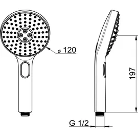 Hansa Handbrause HANSAACTIVEJET 3-str., d 120mm, Anti-Kalk, hellg./chr.