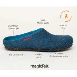 Gottstein Magicfelt Hausschuh Filz Pantoffeln, blau 40