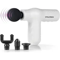 VITALmaxx Mini Massagepistole Massagegerät Akku Massage Gun weiß 4 Aufsätze