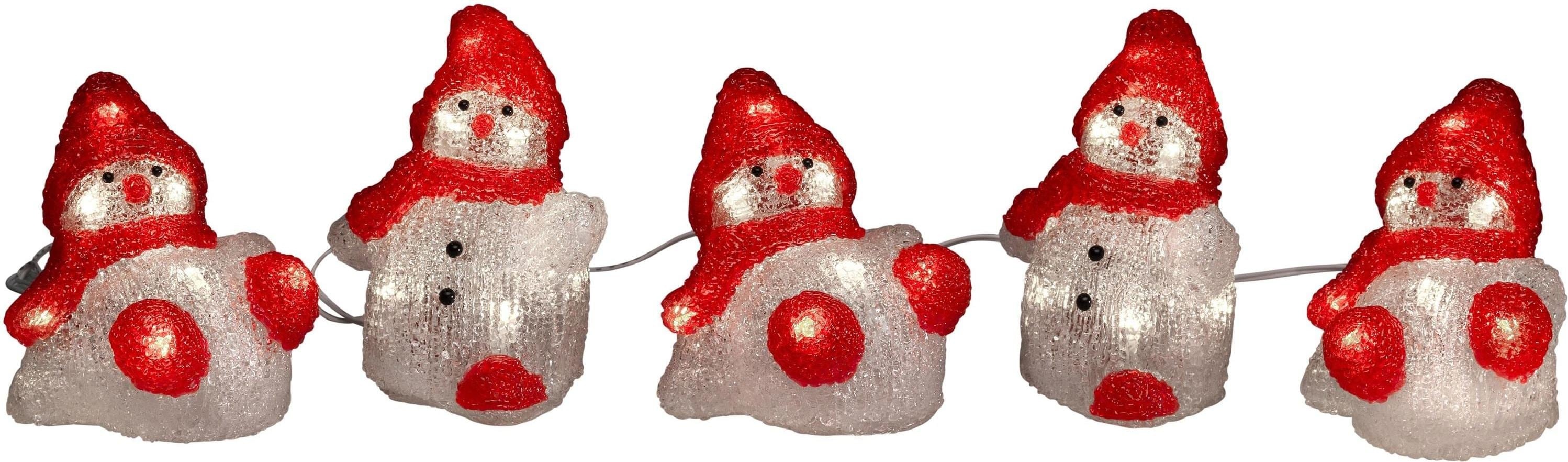 Konstsmide, Weihnachtsbeleuchtung, LED-Figur Acryl Schneemänner, 5er Set