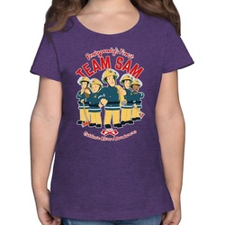 Shirtracer T-Shirt Team Sam – Feuerwehrmann Sam Mädchen – Mädchen Kinder T-Shirt t shirt 3 jahre – feuerwehrmann tshirt kinder – sam cool lila 104 (3/4 Jahre)