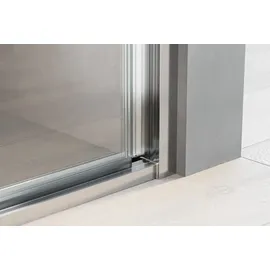 Bernstein Nischendusche mit Drehtür an Festfeld NT606 - FLEX - Nano Klarglas - 6 mm - Breite & Profilfarbe wählbar, Breite:1000 mm, Profilfarbe:Chrom - Silber