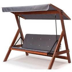 Casa Padrino Luxus Hollywood Schaukel Grau / Braun - Massivholz Garten Schaukel mit Sonnendach - Garten Möbel - Terrassen Möbel - Outdoor Möbel - Luxus Möbel