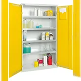 Proregal Belüfteter Umweltschrank & Gefahrstoffschrank mit 2 Türen, HxBxT 180x100x50cm, 4 Auffangwannen mit je 22L, Lichtgrau/Signalgelb