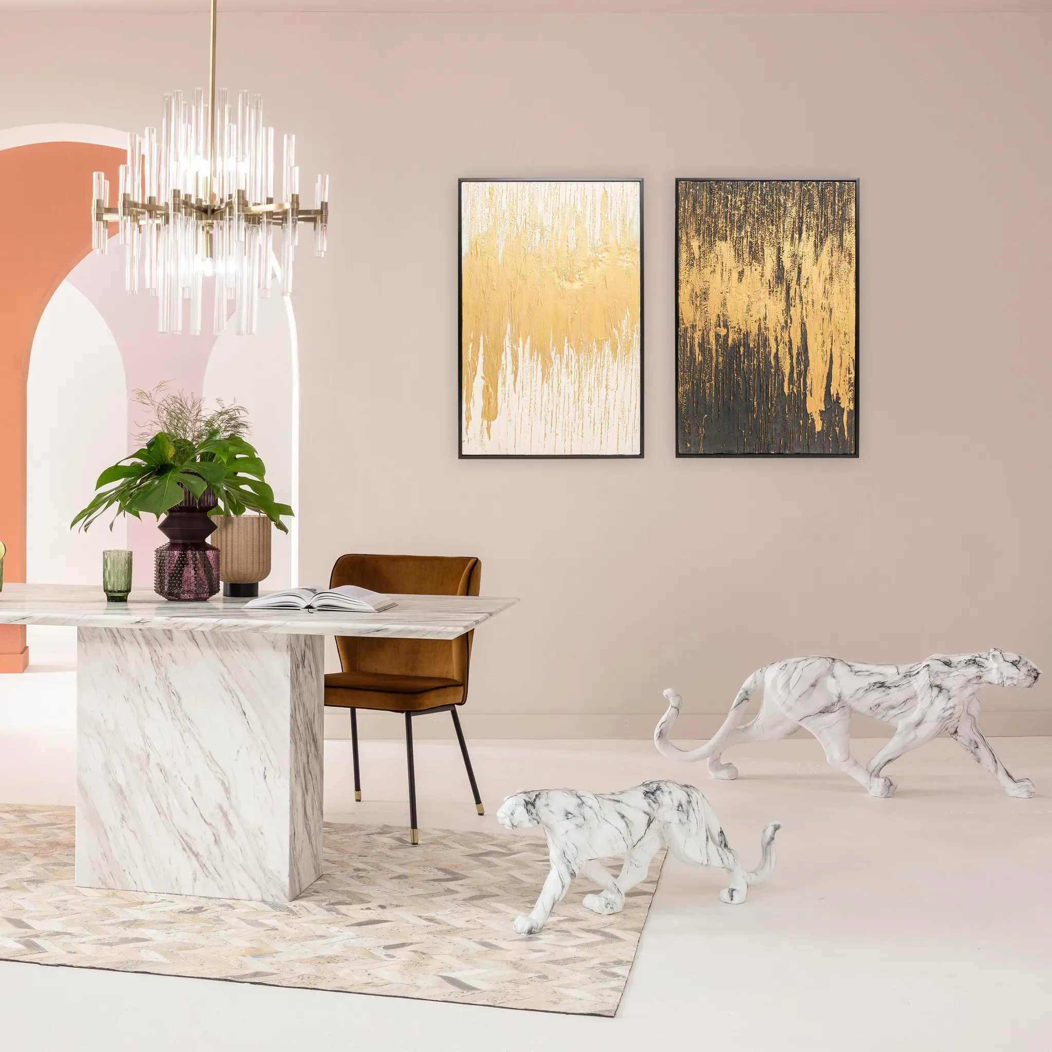 Bild mit Rahmen KARE DESIGN "Gerahmtes Bild Abstract", gold (farbe bild(er): goldfarben), B:80cm H:120cm T:4cm, Bilder