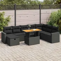 vidaXL Garten-Lounge-Set 9-tlg. schwarz