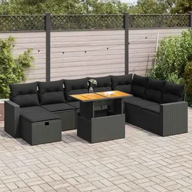 vidaXL Garten-Lounge-Set 9-tlg. schwarz