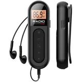 Tekoo Mini FM Taschenradio mit Clip, für Joggen & Sport, inkl. Kopfhörer - Schwarz