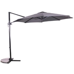 Casa Padrino Luxus Ampelschirm Anthrazit / Grau Ø 300 cm - Sonnenschirm mit Ständer - Garten Sonnenschirm - Terrassen Sonnenschirm - Balkon Sonnenschirm - Garten Terrassen Balkon Accessoires
