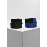 URBAN CLASSICS Unisex Canvas Belt Kids 2-pack gürtel, Black+blue, Einheitsgröße EU