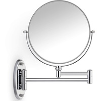 Miusco Kosmetikspiegel Wandmontage Makeup Spiegel, Premium 1X/10X Vergrösserungsspiegel, 8 '' Zweiseitiger Badezimmer-Kosmetikspiegel, Ausziehbarer Arm, Rund, Chrom