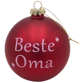 Buri Glas-Weihnachtsbaumkugeln rot mit Spruch ∅ 10cm Christbaumschmuck Geschenk Deko