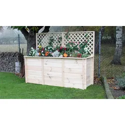 Rankgitter Hochbeet Emden - 160 x 80 x 130 cm - Farbe: Natur - Hochbeet mit Rankgitter aus naturbelassenem Kiefernholz