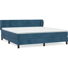 vidaXL Boxspringbett mit Matratze Dunkelblau 180x200 cm Samt