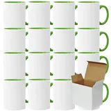 Sublimationstassen ohne Druck AAA Grade | Einzeln oder im Set | Fototasse für Sublimationsdruck | Leere Tassen für Hitzepressen-Thermo-Sublimation (24 Stück, Hellgrün)