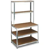 Schwerlastregal mit Werkbank,  5 Ablagen gesamt 800 kg, 180 x 100 x 60 cm