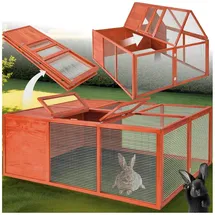Tectake Kleintierstall Murphy 150 x 103 x 53 cm braun