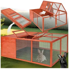 Tectake Kleintierstall Murphy 150 x 103 x 53 cm braun