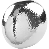 Fink Vase 20 cm aus gehämmerten Eisen, runde Silberne Blumenvase