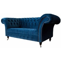 JVmoebel Chesterfield-Sofa, Chesterfield Sofa Klassisch Design Sofas Couch Textil Wohnzimmer blau