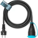 MUWAX Gummi-Verlängerungskabel 50m für Heimwerker, Garten, Haushalt, für temporäre Einsätze im Außenbereich und mittlere mechanische Beanspruchung H05RR-F 3G1,5mm2 schwarz