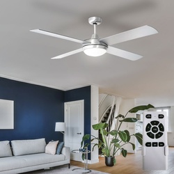 LED Deckenventilator inkl. Fernbedienung Timer 5 Stufen Vor- und Rücklauf 132 cm Silber
