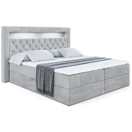 altdecor BOXBETT LED mit H3-Matratze und Lattenrost - NOEL GOLD - 160x200 Hellgrau