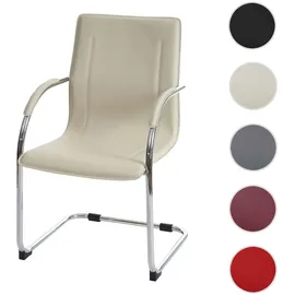 MCW Esszimmerstuhl Perm, Freischwinger Küchenstuhl Lehnstuhl Stuhl, Stahl ~ creme