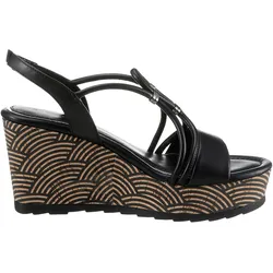 Keilsandalette MARCO TOZZI, Damen, Gr. 40, schwarz, Lederimitat, modisch, Schuhe, Sommerschuh, Sandale, Keilabsatz, in veganer Verarbeitung