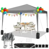 COBIZI Pavillon 3x3m Wasserdicht Pop Up Pavillon 3x3 faltbar Faltpavillon Gartenpavillon Partyzelt Faltzelt 3x3 höhenverstellbar Bierzelt mit 4 Sandsack(Blau