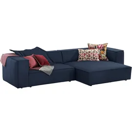 W.Schillig Eckcouch Leder 3-Sitzer Blau