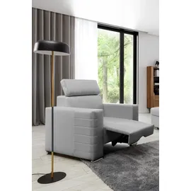 Fun Möbel Ecksofa inkl. Hocker und Sessel CANTON Stoff Liverpool Grau Ottomane Rechts - Blau