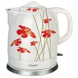 feel maestro Maestro Feel MR-066-RED FLOWERS Wasserkocher, 1,5 l, 1200 W, Rot/Weiß