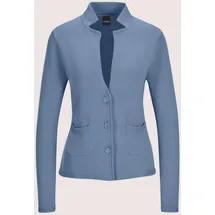 Madeleine Strickjacke Eleganter Blazer mit feinem Glattstrick Blau 46