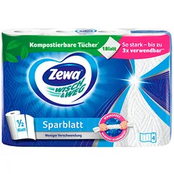 Zewa Küchenrollen WISCH&WEG Sparblatt 2-lagig, 4 Rollen