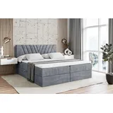 altdecor Boxspringbett mit Matratze und Topper, Polsterbett mit Bettkasten, Bett mit Stauraum H3-Matratze, Doppelbett, Springboxbett - ERNINA - Grau Samt
