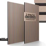 Arebos Akustikpaneele 120x60 cm | Lamellenwand in Holzoptik für Wand & Decke | modernes Wandpaneel mit hoher Schallabsorption | einfache Montage & zuschneidbar | 2er Set für stilvolle Raumakustik