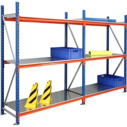 Regalwerk EMMA-Weitspannregal Stahleinlage Grundfeld HxBxT 2000x2700x1000 mm Rahmen RAL 5010