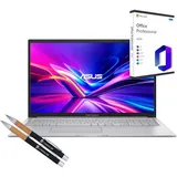 Asus VivoBook X150 - Intel Core 7 - 16GB DDR5-RAM - 2000GB SSD - Windows 11 Pro + MS Office 2024 Pro - 39cm (15.6") Display - Beleuchtete Tastatur - Silber