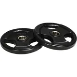 sportnow Hantelscheiben 2 x 15 KG Tri-Grip gummierte Olympiascheiben schwarz