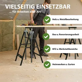 Trutzholm Arbeitsbock Stahl 80-130 cm schwarz grau 7-fach höhenverstellbar bis 400 kg