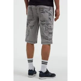 Camp David CAMP DAVID, Herren, Gr. L, Normalgrößen, grau blau, Popeline, Material: 100% Baumwolle, bedruckt, regular fit knielang, Hosen Shorts, aus Baumwolle