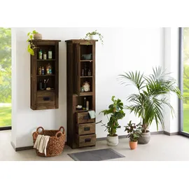 Massivmoebel24 Mango Hochschrank 50 x 35 x 195 cm Braun Holz