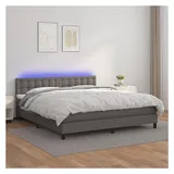 vidaXL Boxspringbett mit Matratze & LED Grau 180x200 cm Kunstleder
