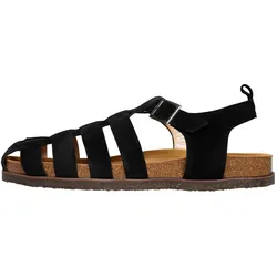 Sandale HENRY STEVENS "Drew FSI Freizeitschuh", Herren, Gr. 45, schwarz, Leder, casual, Schuhe, Herren-Sandalen handgefertigt, Lederschuhe Slipper