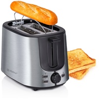 alpina Toaster - Toaster 2 Scheiben - 7 Bräunungsstufen -Toaster mit Brötchenaufsatz - Auftaufunktion - Anti-Rutsch-Füße -Langschlitztoaster 2 ...